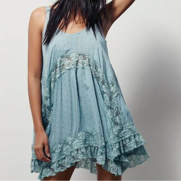 free people lace swing dress Free People Black Cotton Lace Swing Dress open back XS/S